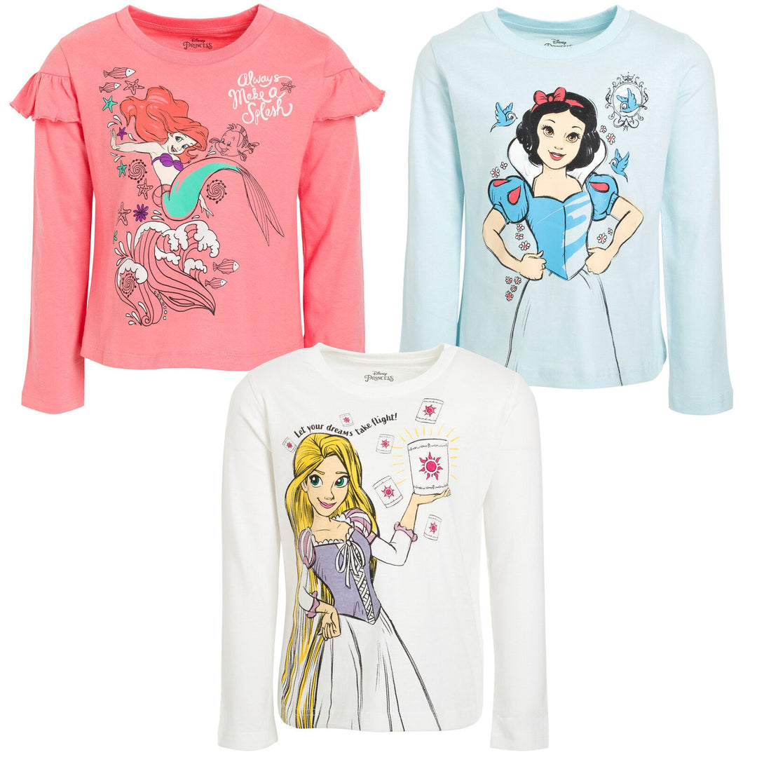 Disney Princess 3 Pack Long Sleeve T-Shirts - imagikids