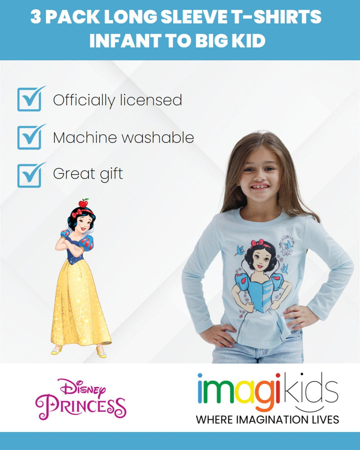 Disney Princess 3 Pack Long Sleeve T-Shirts - imagikids