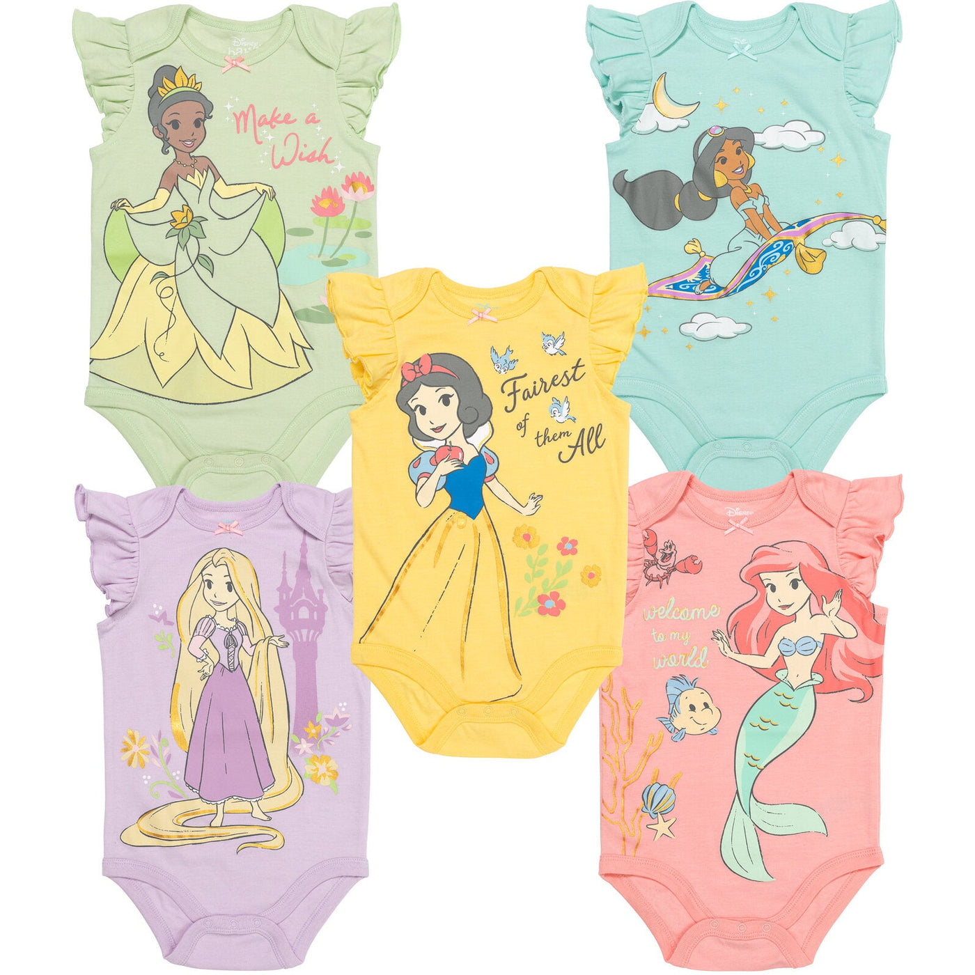 Disney Princess 5 Pack Bodysuits - imagikids