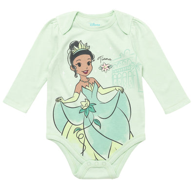 Disney Princess Ariel Belle Cinderella Rapunzel Tiana Jasmine Baby Girls 5 Pack Long Sleeves Bodysuit Newborn to Infant - imagikids