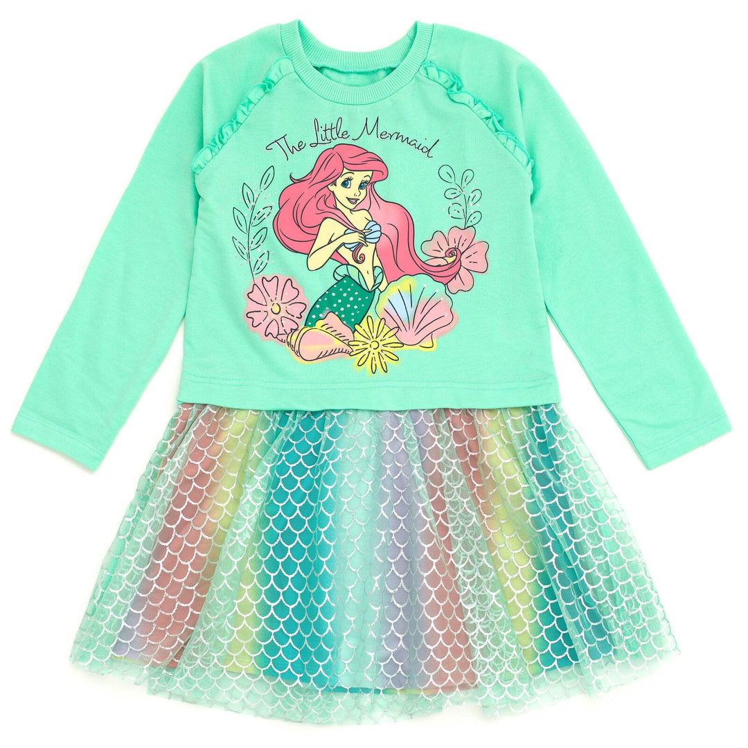 Disney Princess Ariel Little Girls French Terry Dress Toddler to Big Kid Disney Princess Ariel Little Girls French Terry Dress Toddler to Big Kid
