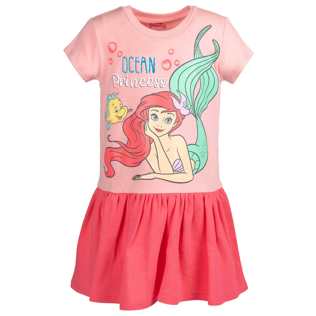 Disney Princess Ariel Little Girls French Terry Dress Toddler to Big Kid Disney Princess Ariel Little Girls French Terry Dress Toddler to Big Kid
