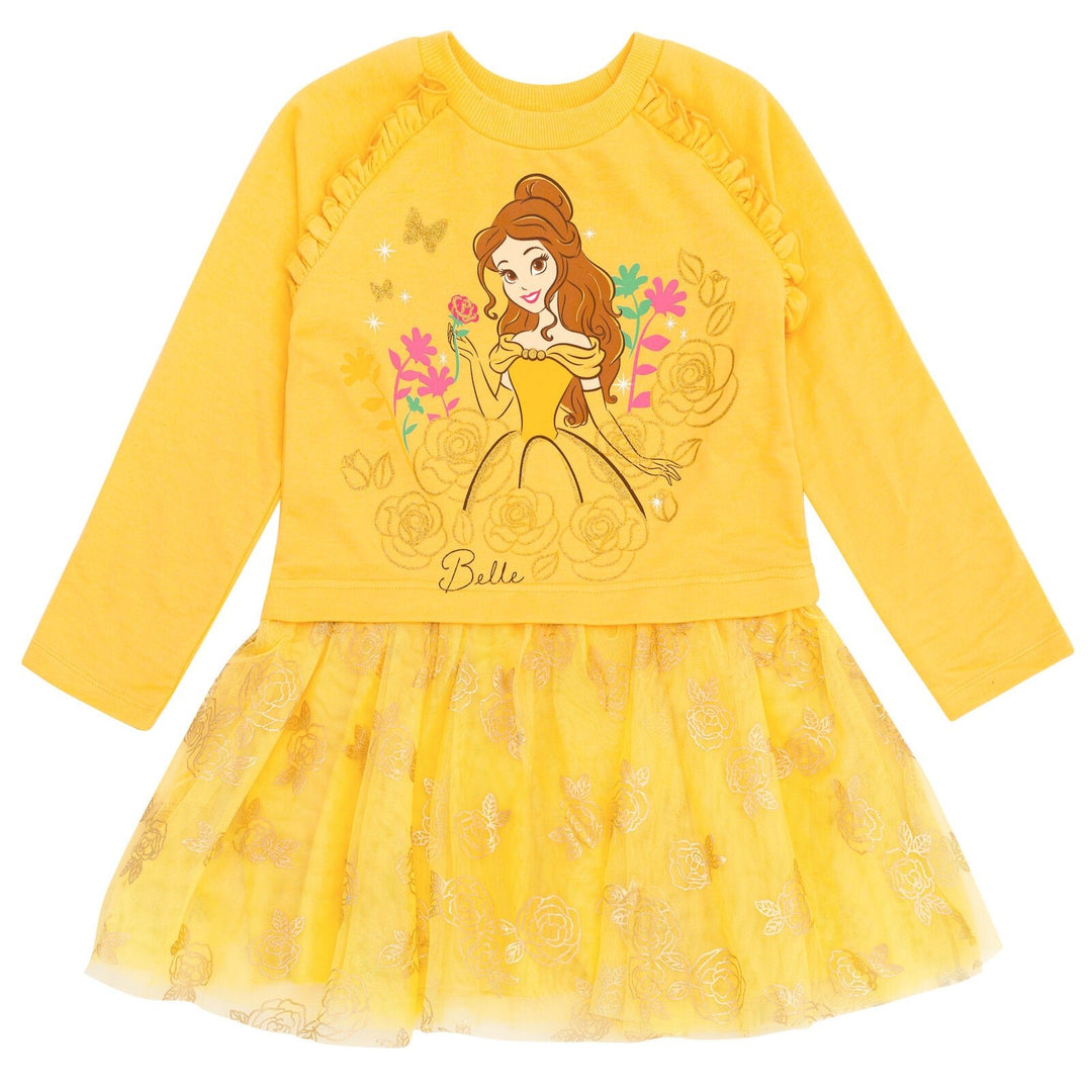 Disney Princess Belle French Terry Mesh Dress Toddler to Big Kid Disney Princess Belle French Terry Mesh Dress Toddler to Big Kid