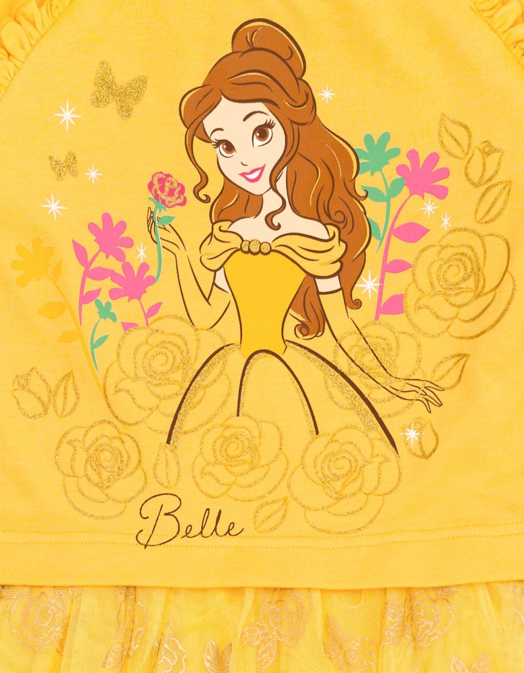 Disney Princess Belle French Terry Mesh Dress Toddler to Big Kid Disney Princess Belle French Terry Mesh Dress Toddler to Big Kid