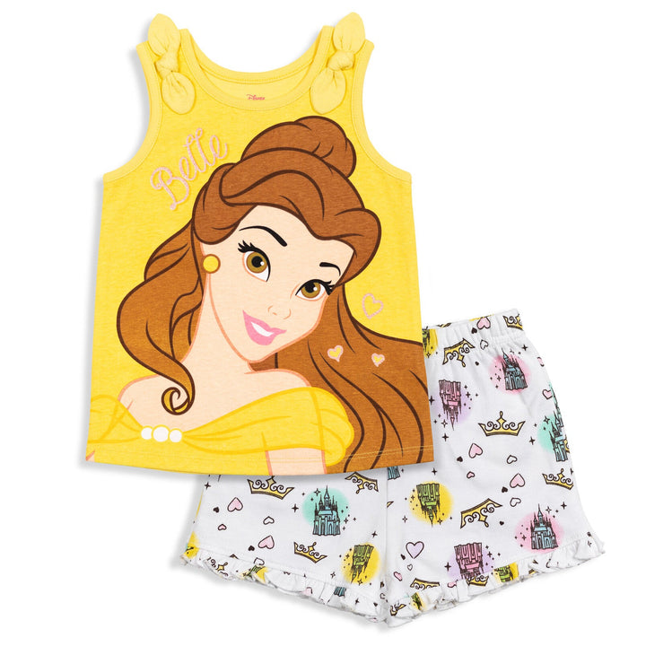 Disney Princess Belle Tank Top and French Terry Shorts Outfit Set - imagikids