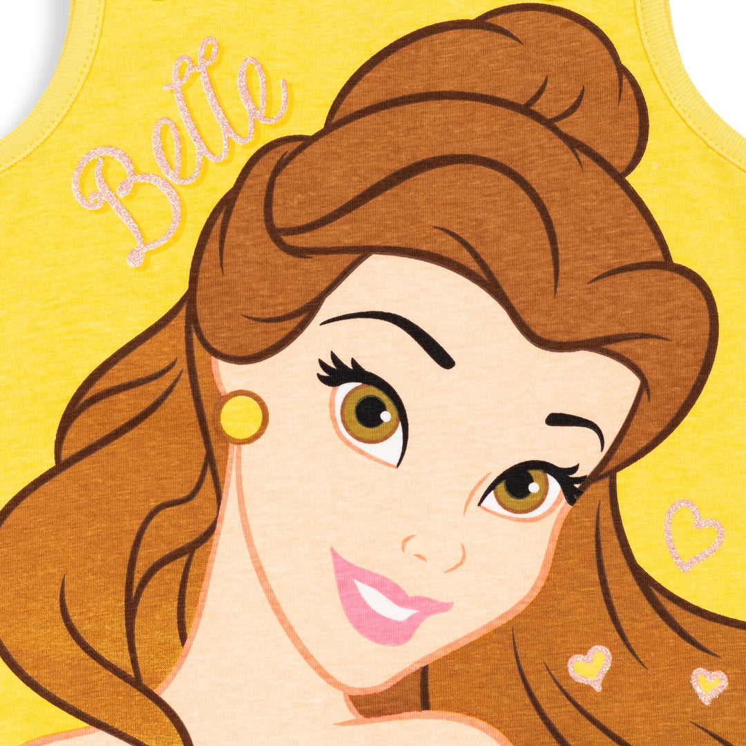 Disney Princess Belle Tank Top and French Terry Shorts Outfit Set - imagikids