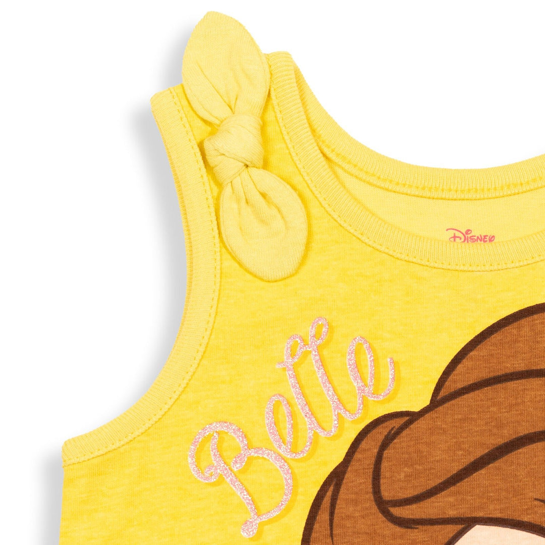 Disney Princess Belle Tank Top and French Terry Shorts Outfit Set - imagikids