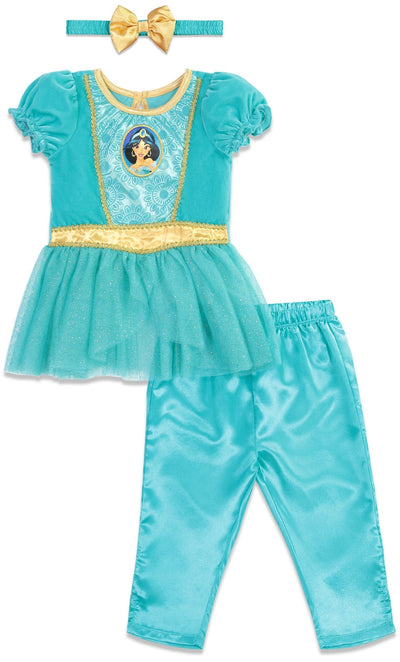 Disney Princess Jasmine Cosplay Dress Leggings and Headband 3 Piece Set - imagikids