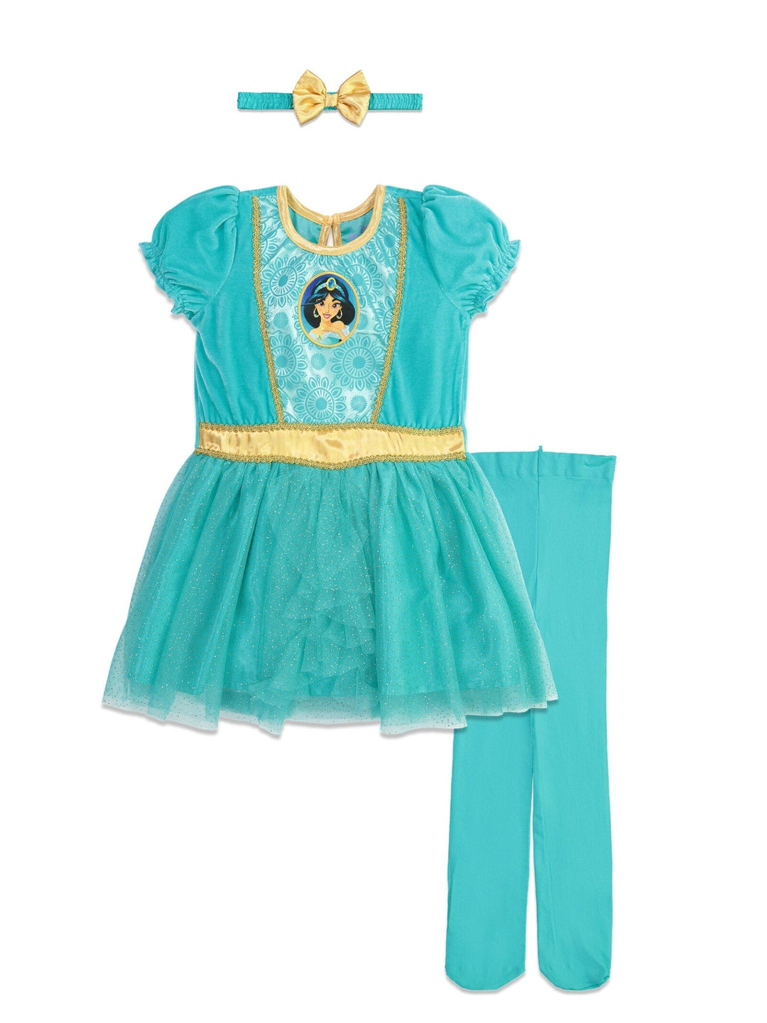 Disney Princess Jasmine Dress Tights and Headband 3 Piece Set - imagikids