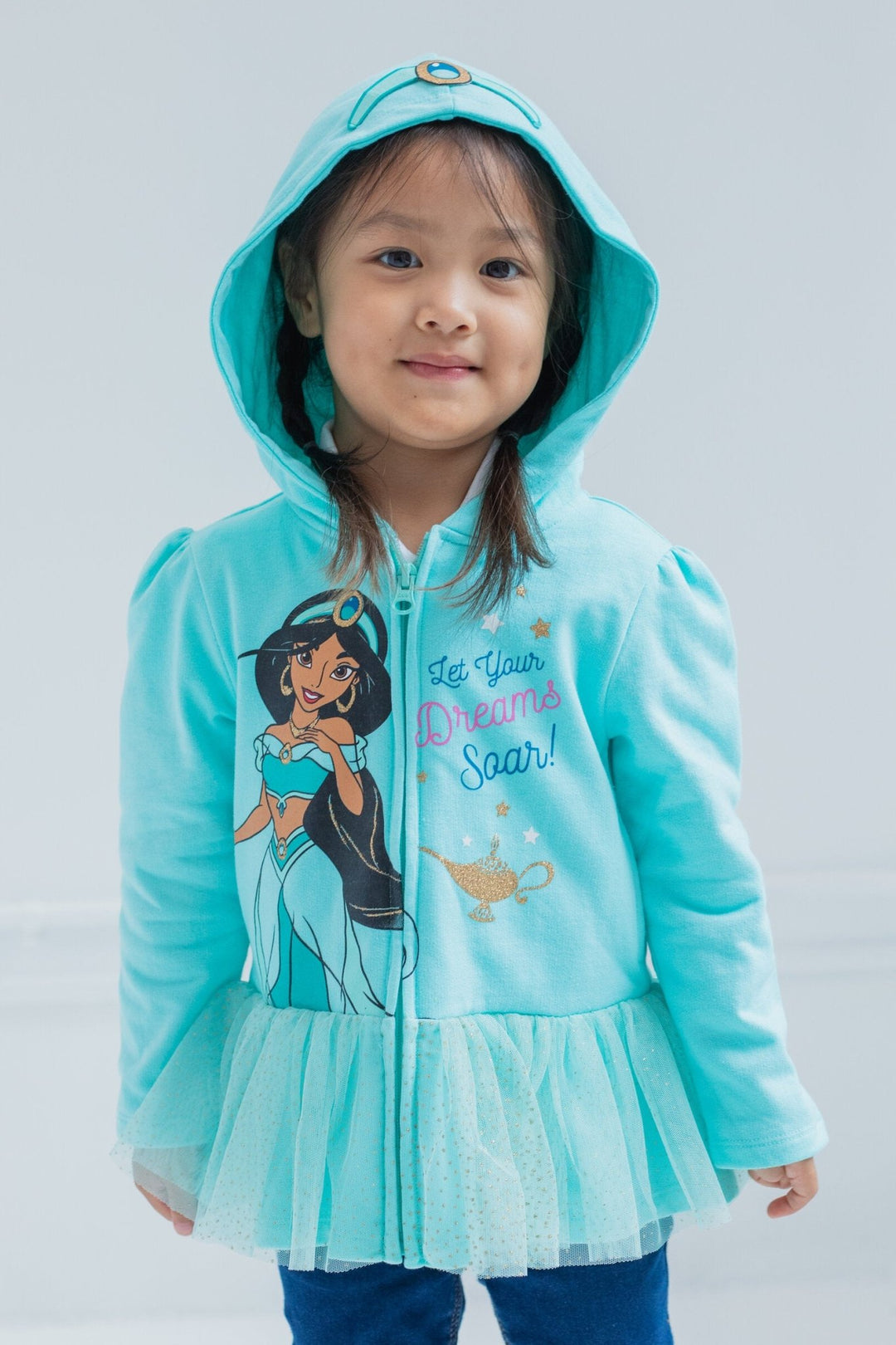 Disney Princess Jasmine Fleece Zip Up Hoodie Dress - imagikids