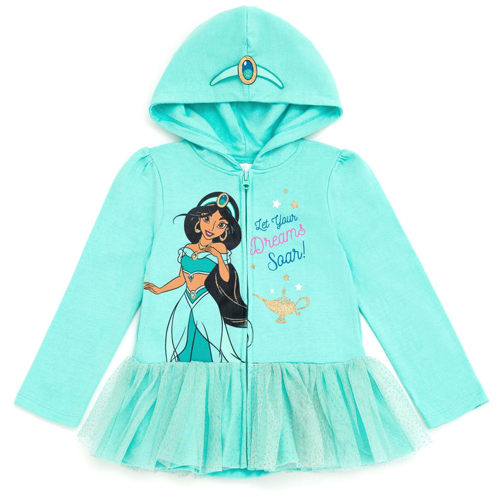 Disney Princess Jasmine Fleece Zip Up Hoodie Dress - imagikids