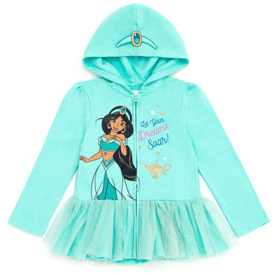 Disney Princess Jasmine Fleece Zip Up Hoodie Dress - imagikids