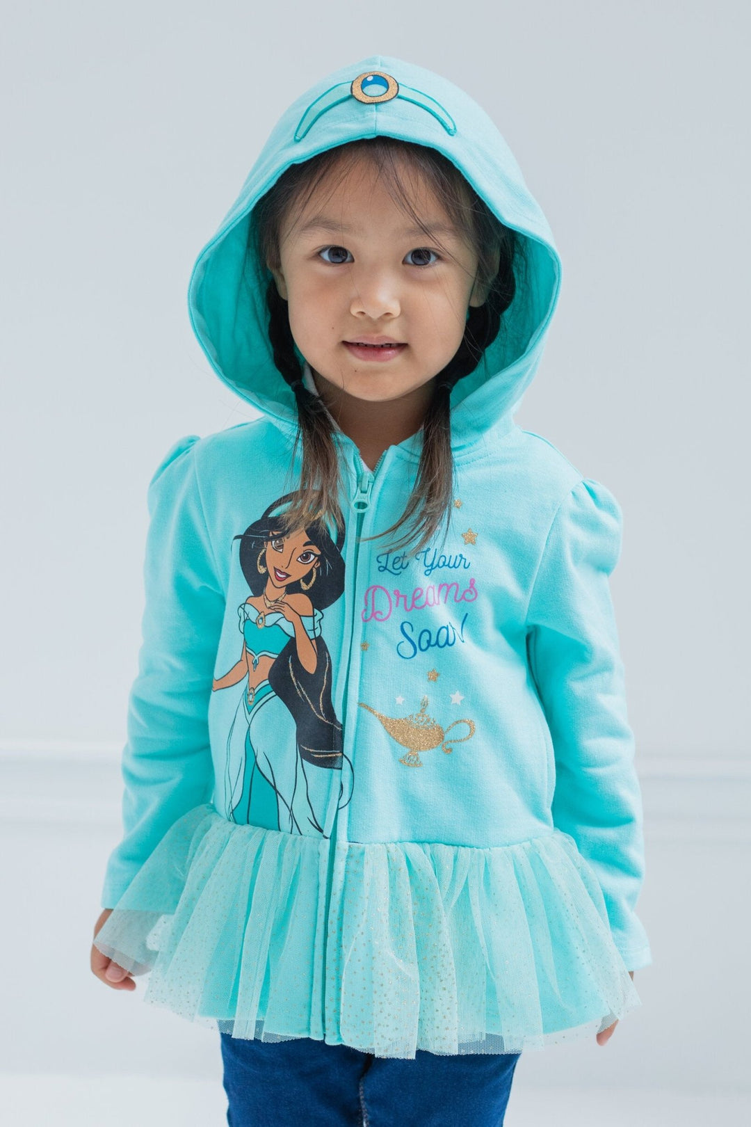 Disney Princess Jasmine Fleece Zip Up Hoodie Dress - imagikids