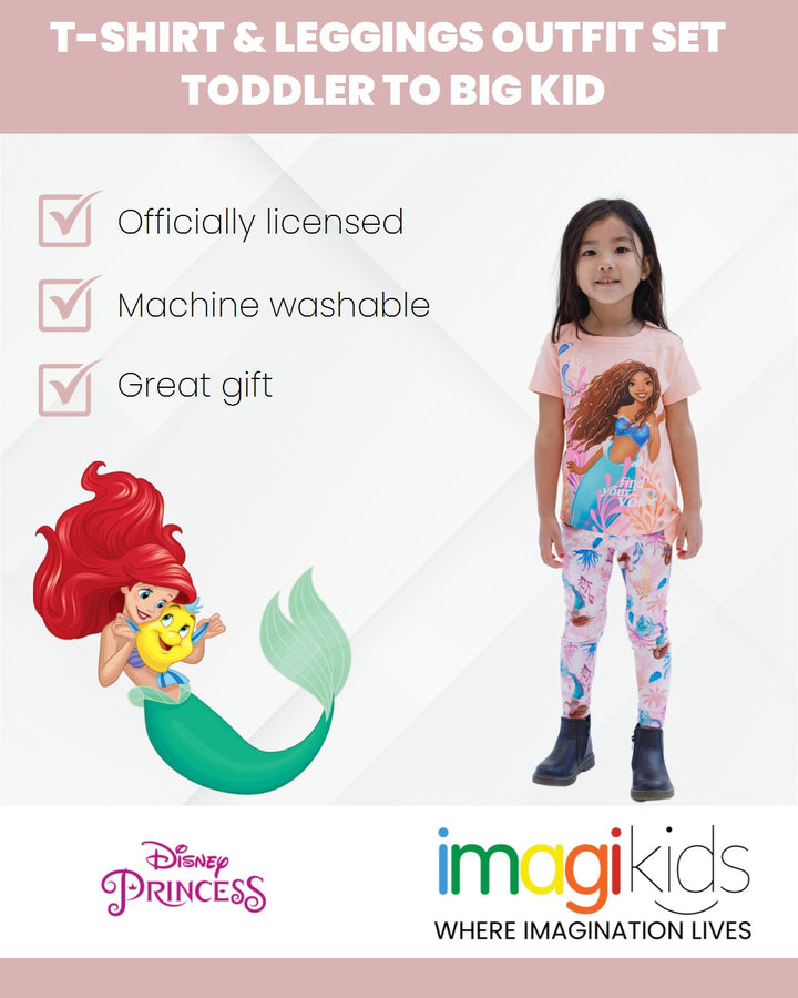 Disney Princess Little Mermaid T-Shirt and Leggings Outfit Set - imagikids