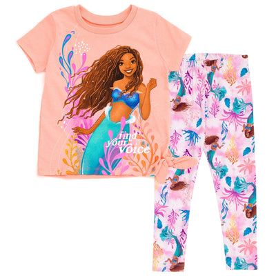 Disney Princess Little Mermaid T-Shirt and Leggings Outfit Set - imagikids