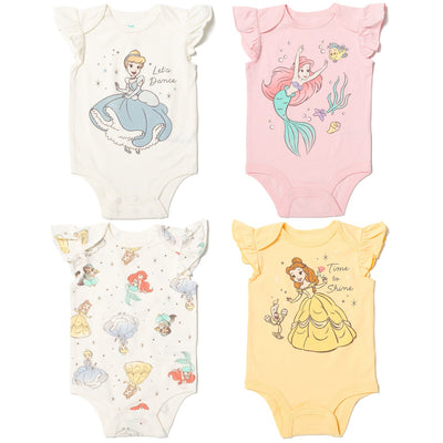Disney Princess Organic 4 Pack Cuddly Ring Snap Sleeveless Bodysuits - imagikids