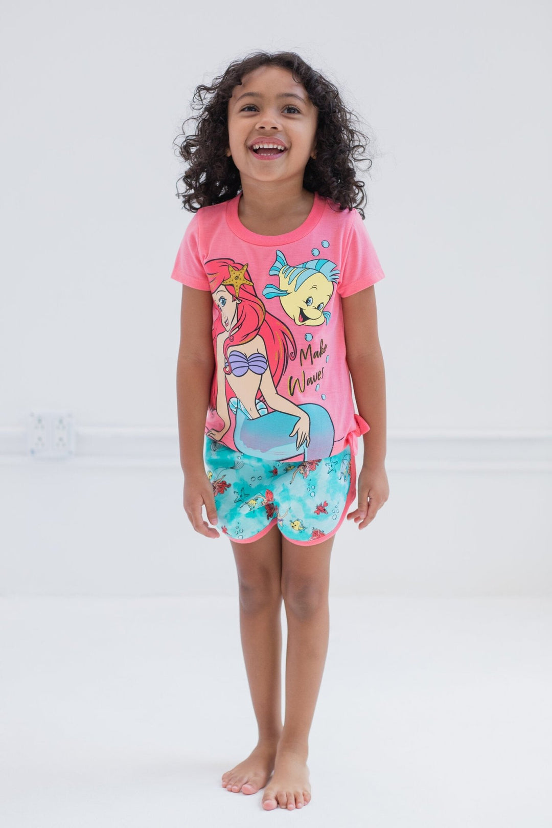 Disney Princess Princess Ariel T-Shirt and Dolphin Active French Terry Shorts Outfit Set - imagikids