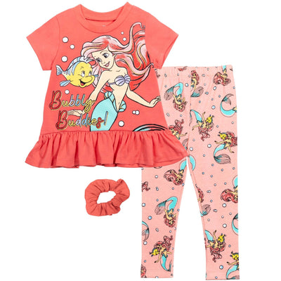 Disney Princess Princess Ariel T-Shirt Leggings and Scrunchie 3 Piece Outfit Set - imagikids
