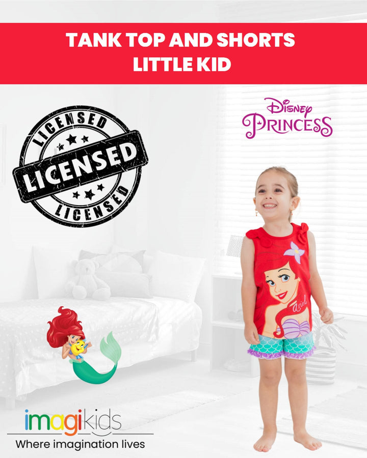 Disney Princess Princess Ariel Tank Top and French Terry Shorts Outfit Set - imagikids