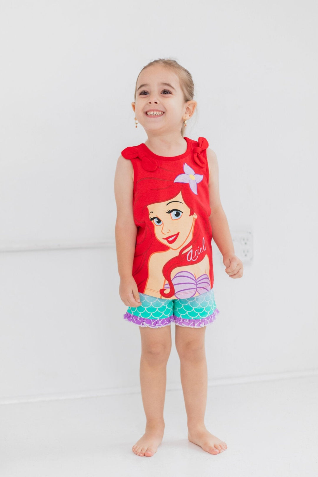 Disney Princess Princess Ariel Tank Top and French Terry Shorts Outfit Set - imagikids