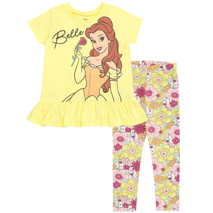 Disney Princess Princess Belle Peplum T-Shirt and Capri Leggings Outfit Set - imagikids