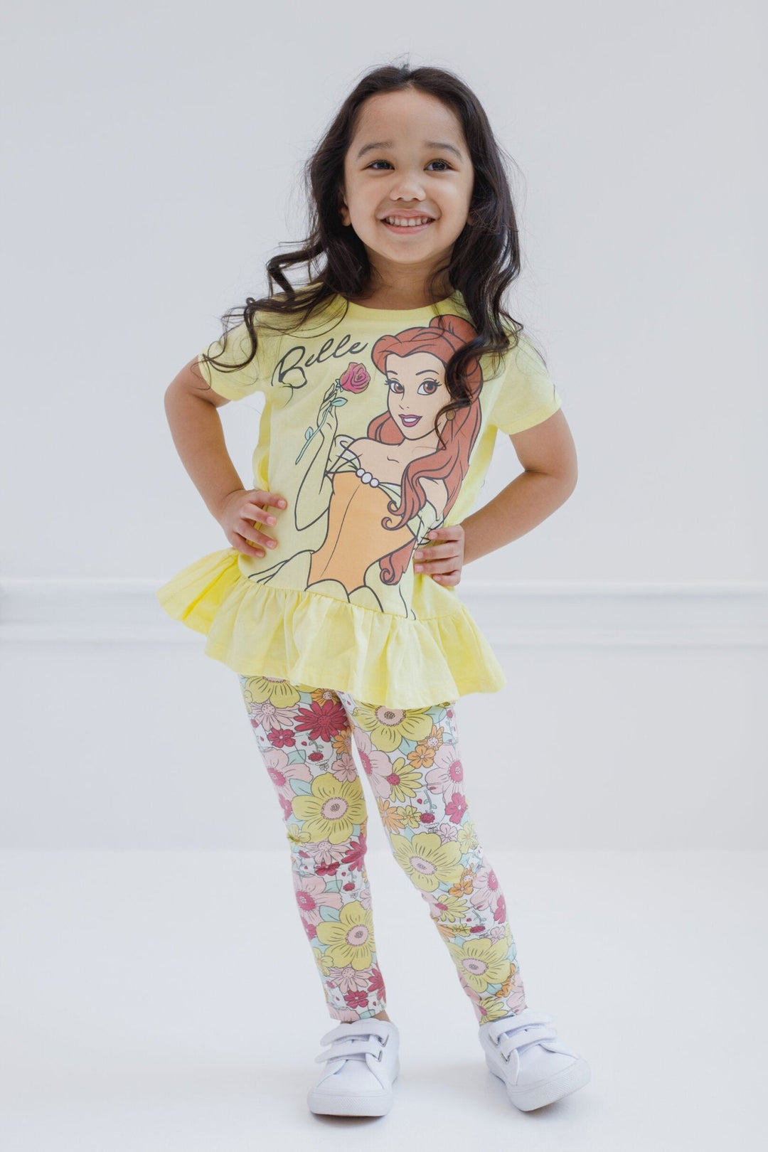 Disney Princess Princess Belle Peplum T-Shirt and Capri Leggings Outfit Set - imagikids