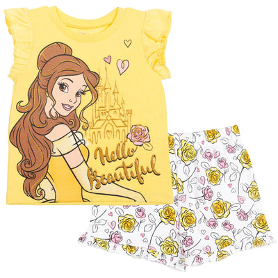 Disney Princess Princess Belle T-Shirt and French Terry Shorts Outfit Set - imagikids
