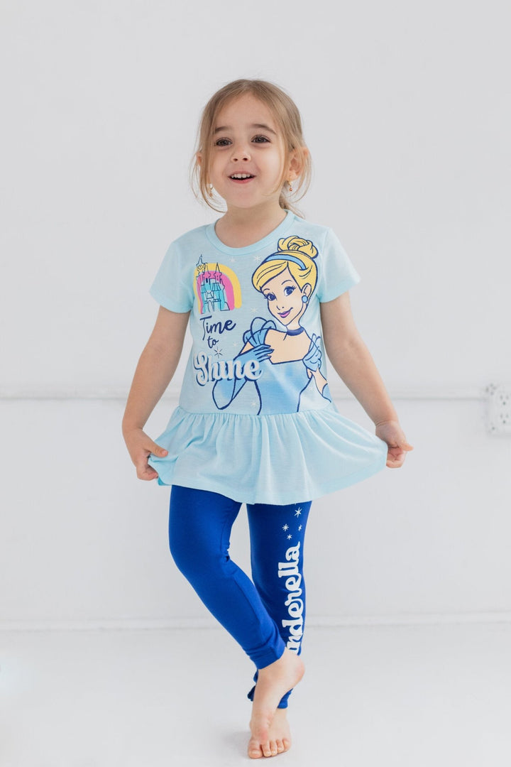 Disney Princess Princess Cinderella Peplum T-Shirt and Jogger Leggings Outfit Set - imagikids