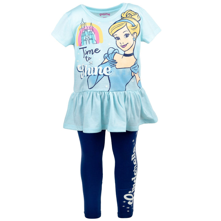 Disney Princess Princess Cinderella Peplum T-Shirt and Jogger Leggings Outfit Set - imagikids