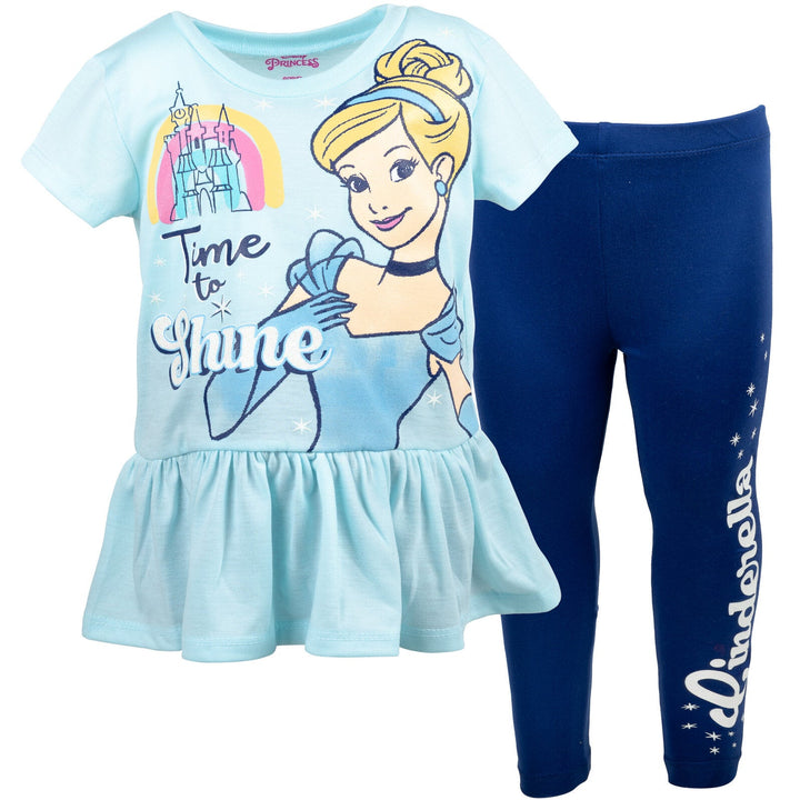 Disney Princess Princess Cinderella Peplum T-Shirt and Jogger Leggings Outfit Set - imagikids