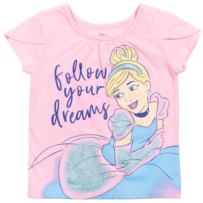 Disney Princess Princess Cinderella T-Shirt Tulle Skirt and Scrunchie 3 Piece Outfit Set - imagikids