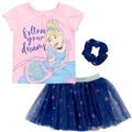 Disney Princess Princess Cinderella T-Shirt Tulle Skirt and Scrunchie 3 Piece Outfit Set