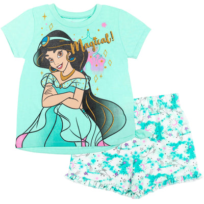 Disney Princess Princess Jasmine T-Shirt and French Terry Shorts Outfit Set - imagikids