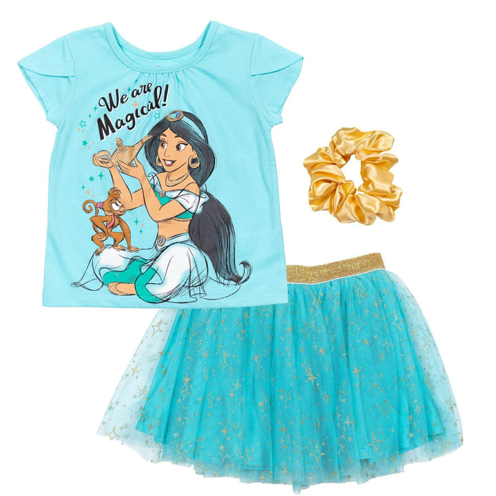 Disney Princess Princess Jasmine T-Shirt Skirt and Scrunchie 3 Piece Outfit Set - imagikids