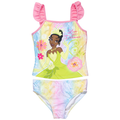 Disney Princess Princess Tiana UPF 50+ Tankini Top Bikini Bottom Swim Set - imagikids