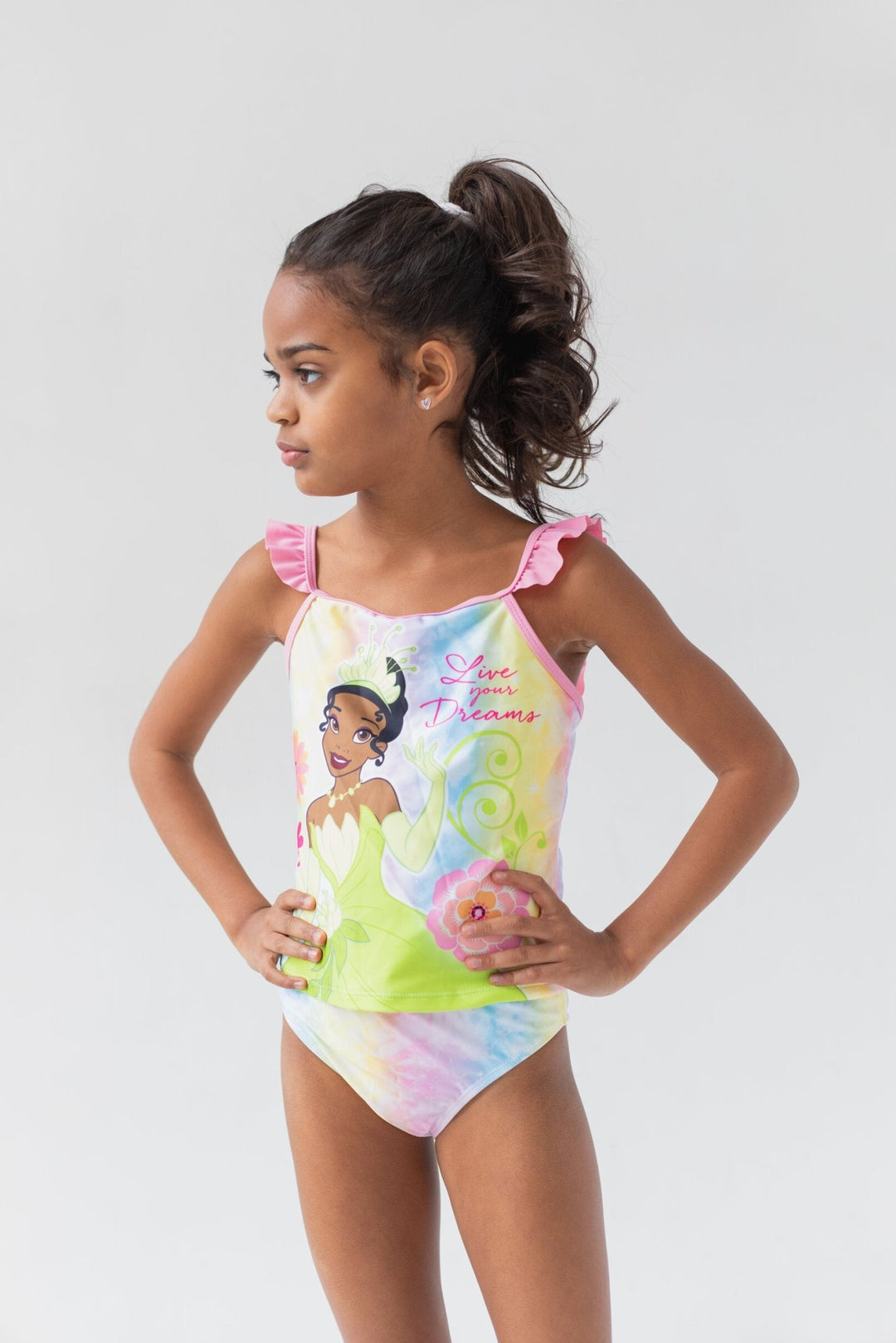 Disney Princess Princess Tiana UPF 50+ Tankini Top Bikini Bottom Swim Set - imagikids