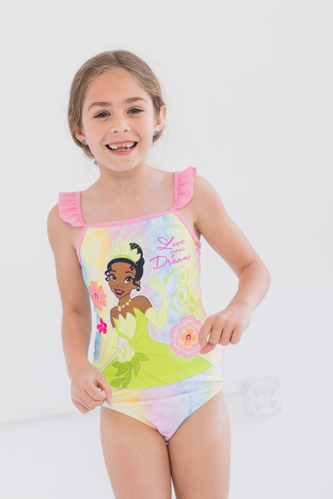 Disney Princess Princess Tiana UPF 50+ Tankini Top Bikini Bottom Swim Set - imagikids