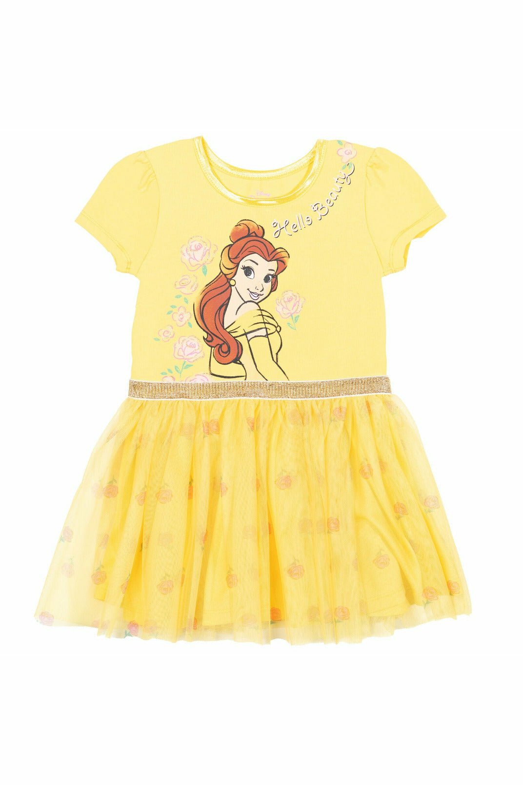 Disney Princesses Belle Tutu Short Sleeve Dress with Scrunchy - imagikids