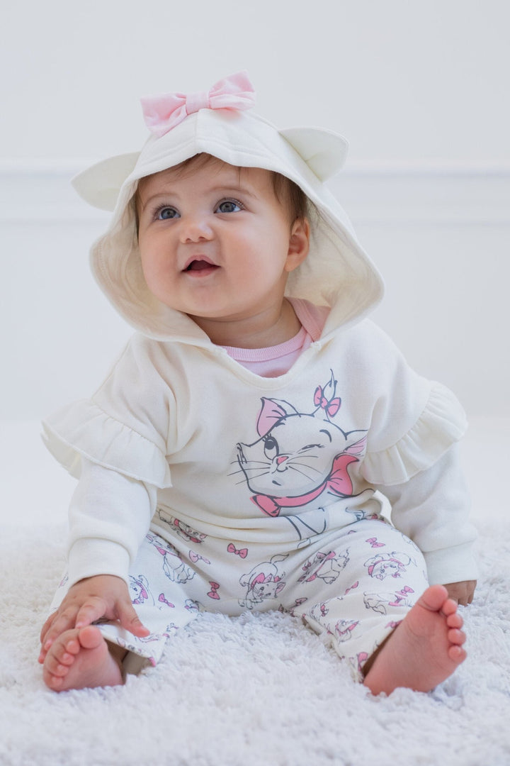 Disney The Aristocats Marie Fleece Hoodie Bodysuit and Pants 3 Piece Outfit Set - imagikids