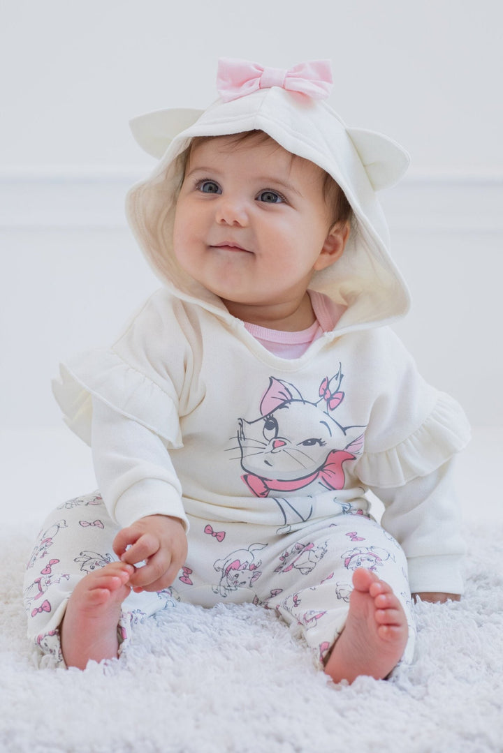 Disney The Aristocats Marie Fleece Hoodie Bodysuit and Pants 3 Piece Outfit Set - imagikids