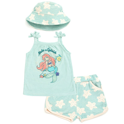 Disney The Little Mermaid Tank Top Active Retro Dolphin Shorts and Hat 3 Piece - imagikids