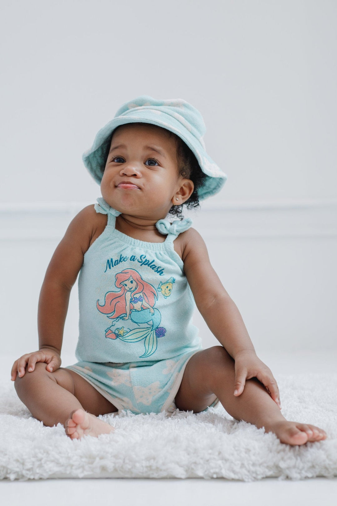 Disney The Little Mermaid Tank Top Active Retro Dolphin Shorts and Hat 3 Piece - imagikids