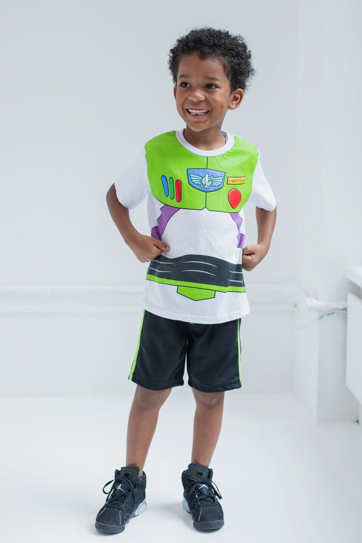 Disney Toy Story Buzz Lightyear Cosplay T-Shirt and Mesh Shorts Outfit Set - imagikids