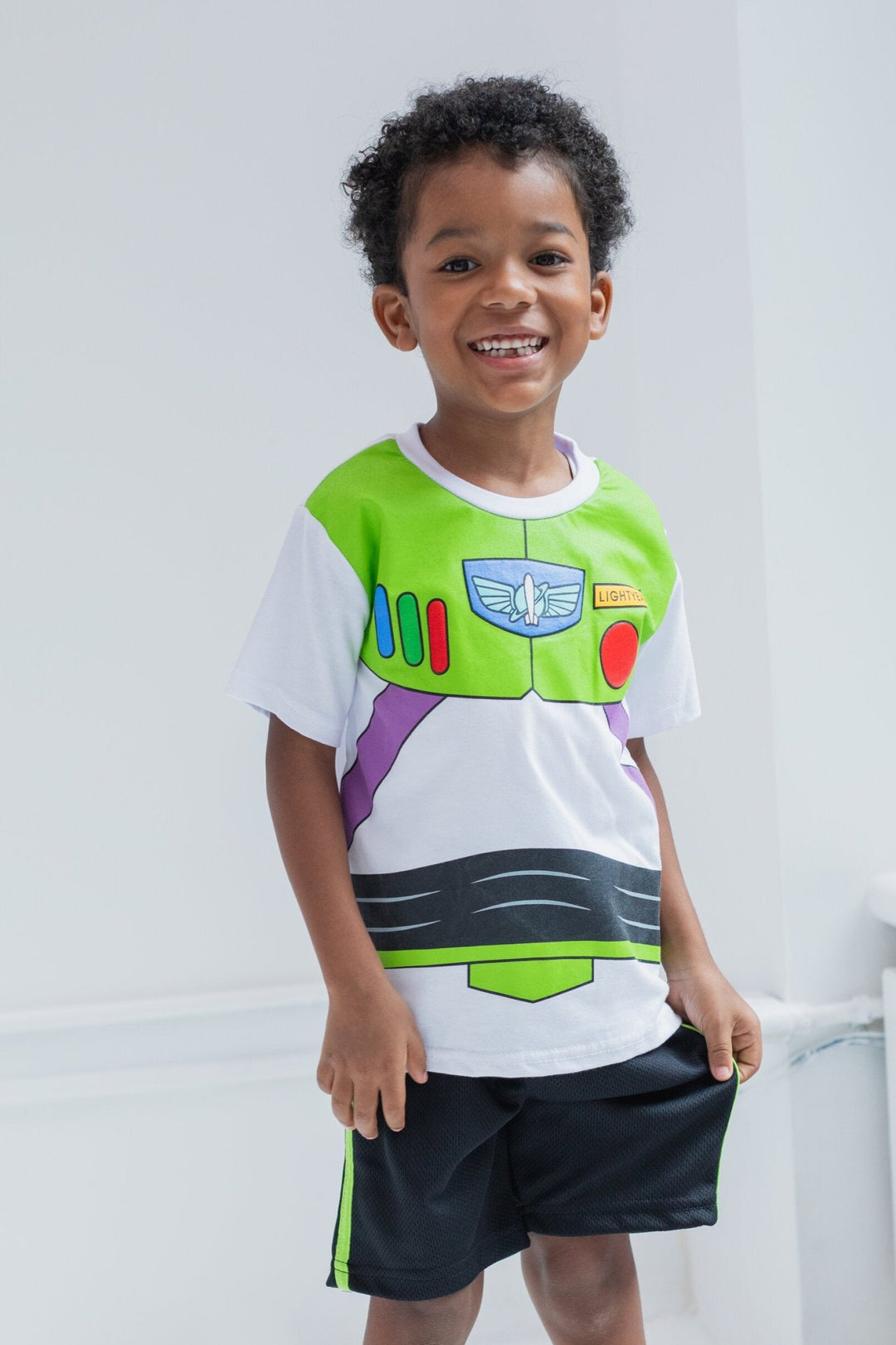 Disney Toy Story Buzz Lightyear Cosplay T-Shirt and Mesh Shorts Outfit Set - imagikids