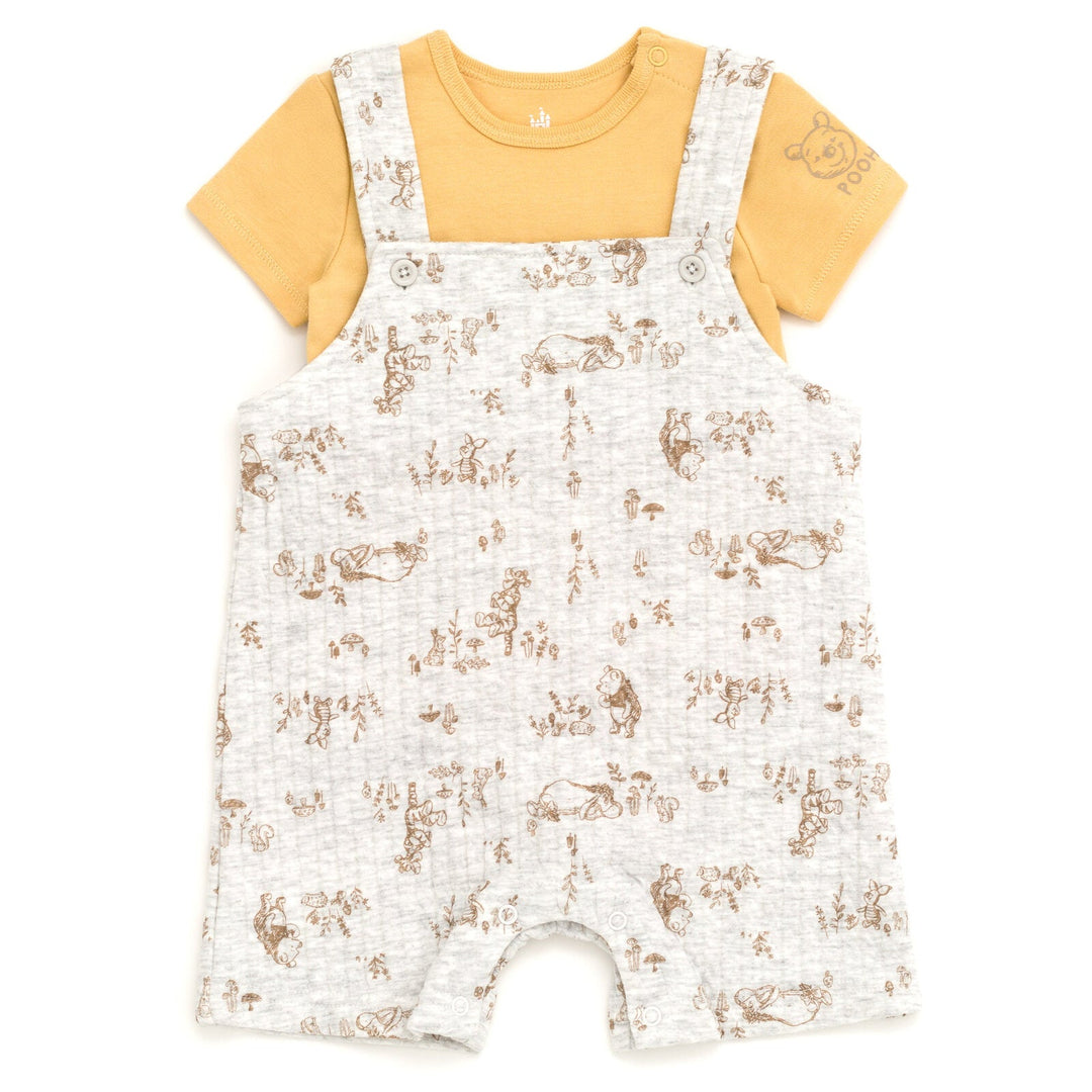 Disney Winnie the Pooh Bodysuit and Short Overalls Outfit Set - imagikids