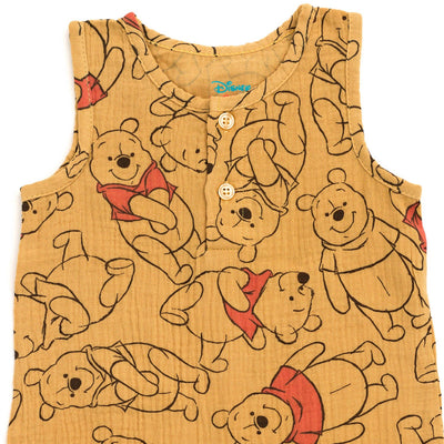 Disney Winnie the Pooh Cotton Gauze Henley Sleeveless Romper - imagikids