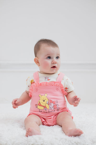 Disney Winnie the Pooh French Terry Short Overalls and T-Shirt - imagikids