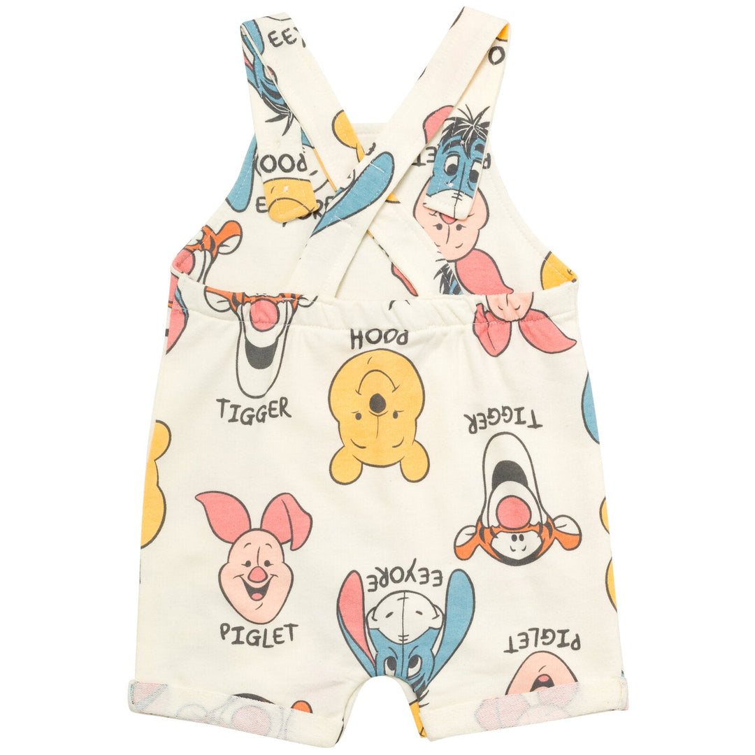 Disney Winnie the Pooh Short Overalls French Terry T-Shirt and Hat 3 Piece Outfit Set - imagikids