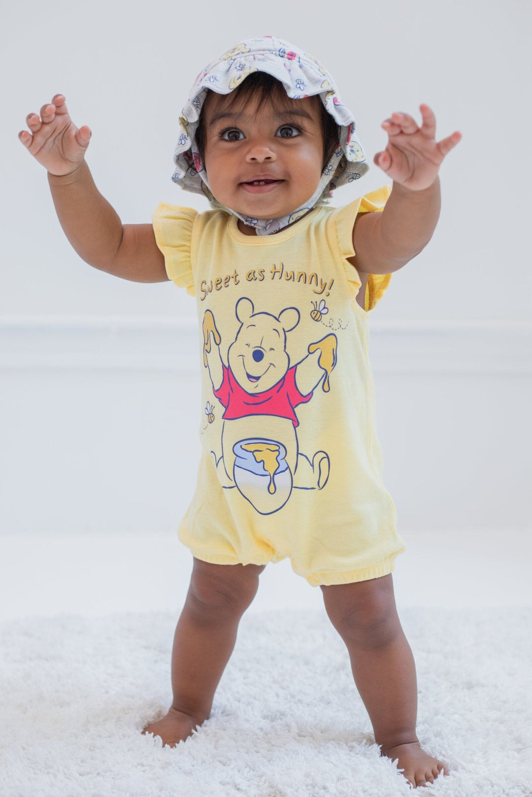 Disney Winnie the Pooh Snap Romper and Bucket Sun Hat - imagikids