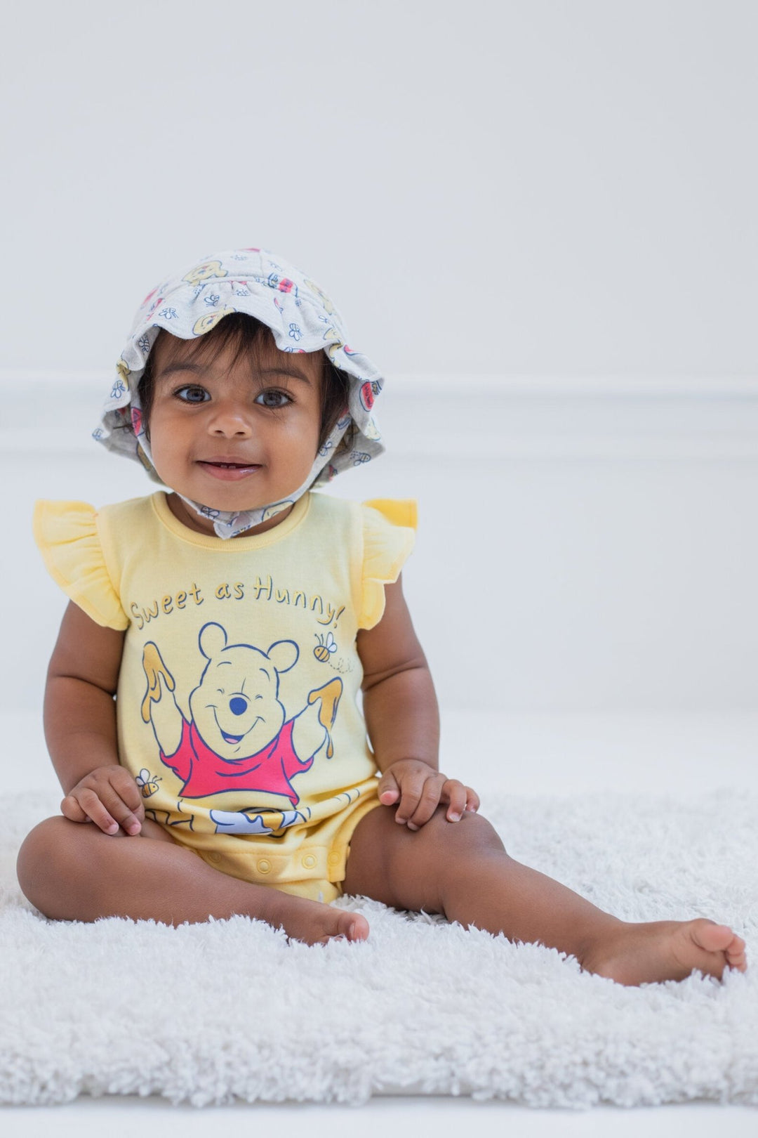 Disney Winnie the Pooh Snap Romper and Bucket Sun Hat - imagikids